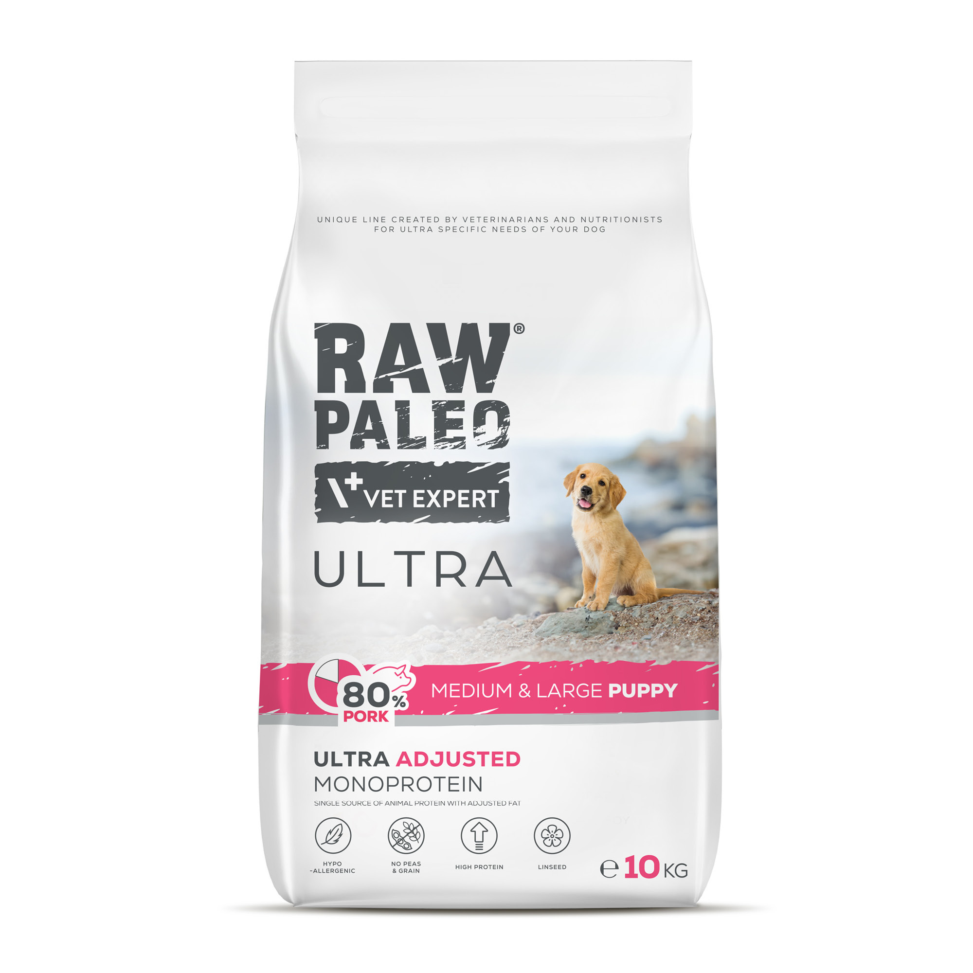 Pork Puppy Medium&Large | RAW PALEO Ultra | 10kg | Sucha karma dla szczeniąt ras średnich i dużych
