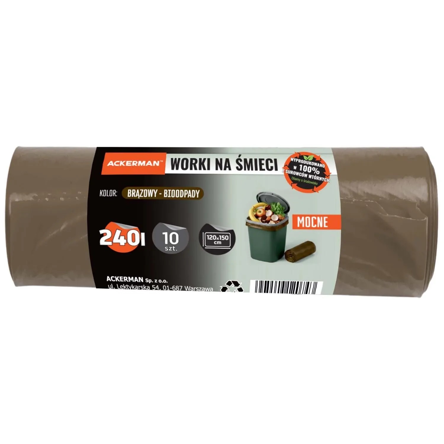 Ackerman Worki do segregacji śmieci brązowe - bioodpady 240l 10 szt.