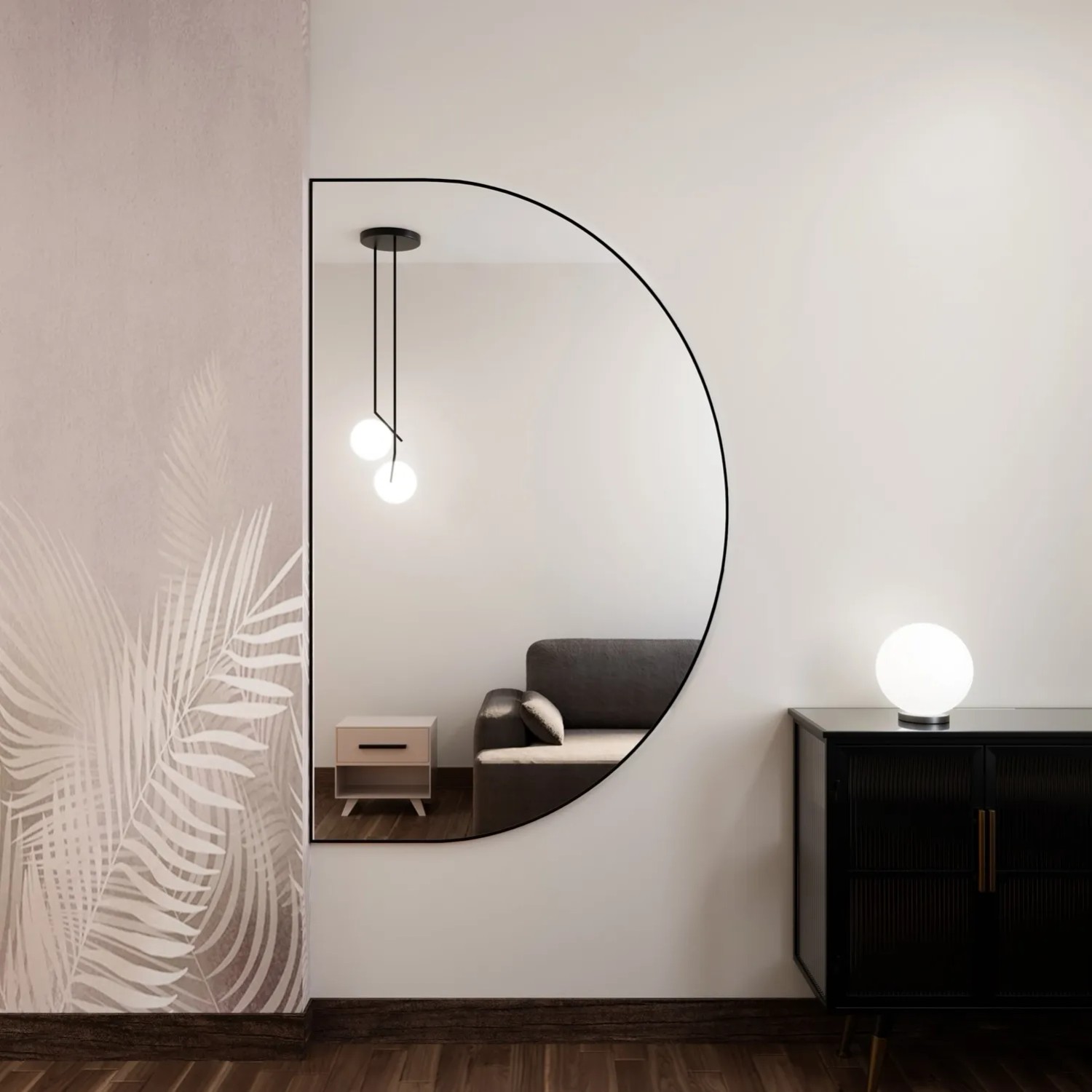 Lustro SemiRound Czarne Bez led 100x60