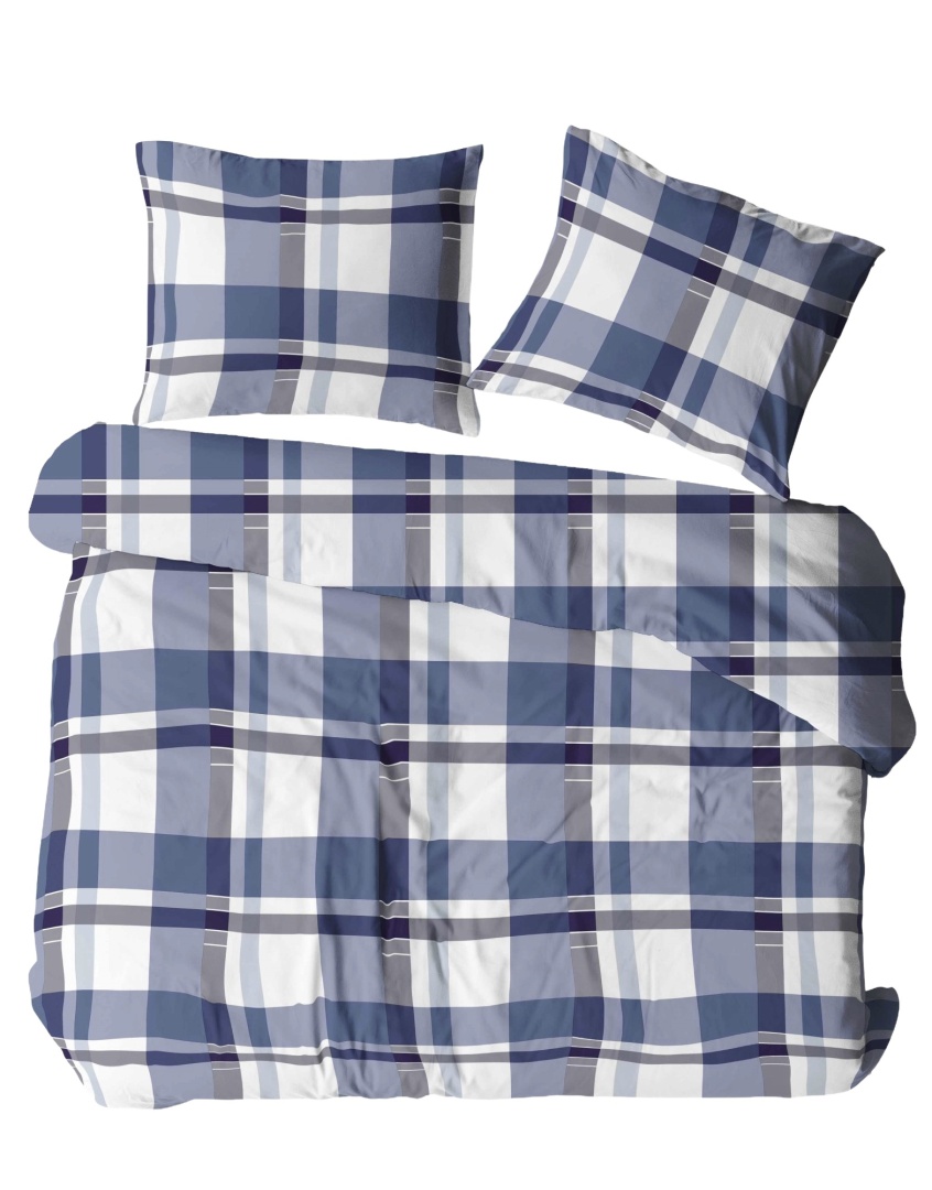 Pościel 200x200 + 2 poszewki | 100% bawełna | 2029 krata granat