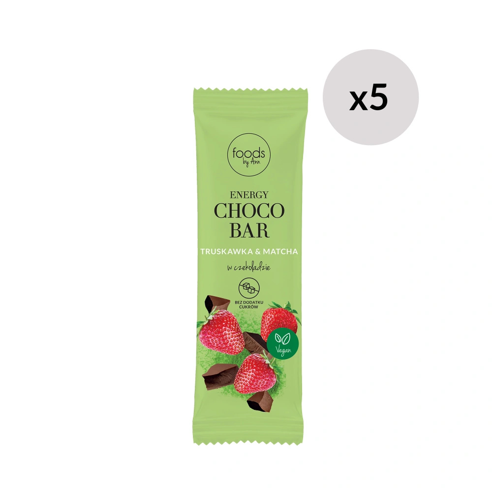 Energy Choco Bar Matcha i Truskawka, 35 g x5