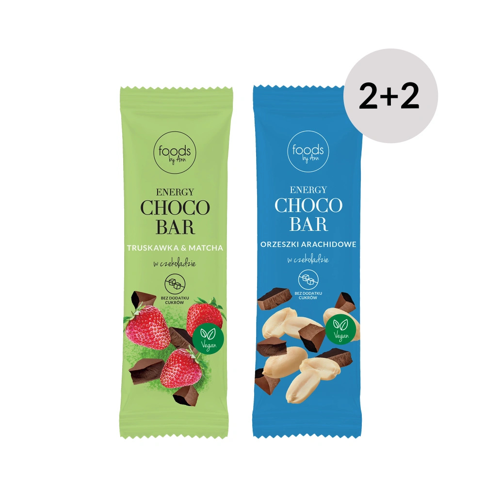 Energy Choco Bar Matcha & Truskawka i Orzeszki Arachidowe, 35 g 2+2