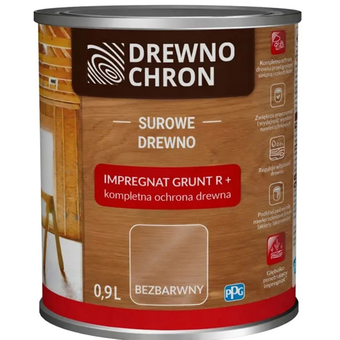 Impregnat Grunt R+ Bezbarwny 0,9L Drewnochron