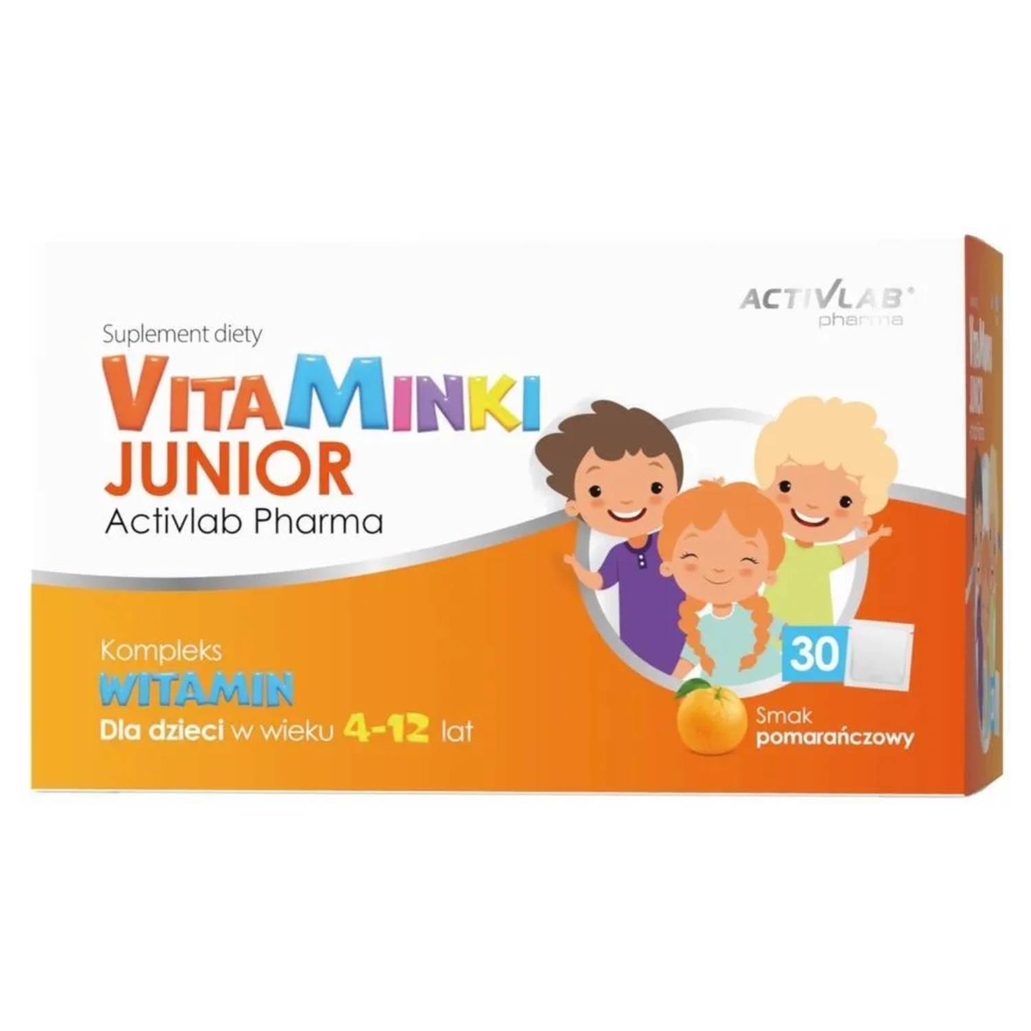 Activlab vitaminki junior, smak pomarańczowy 30 saszetek