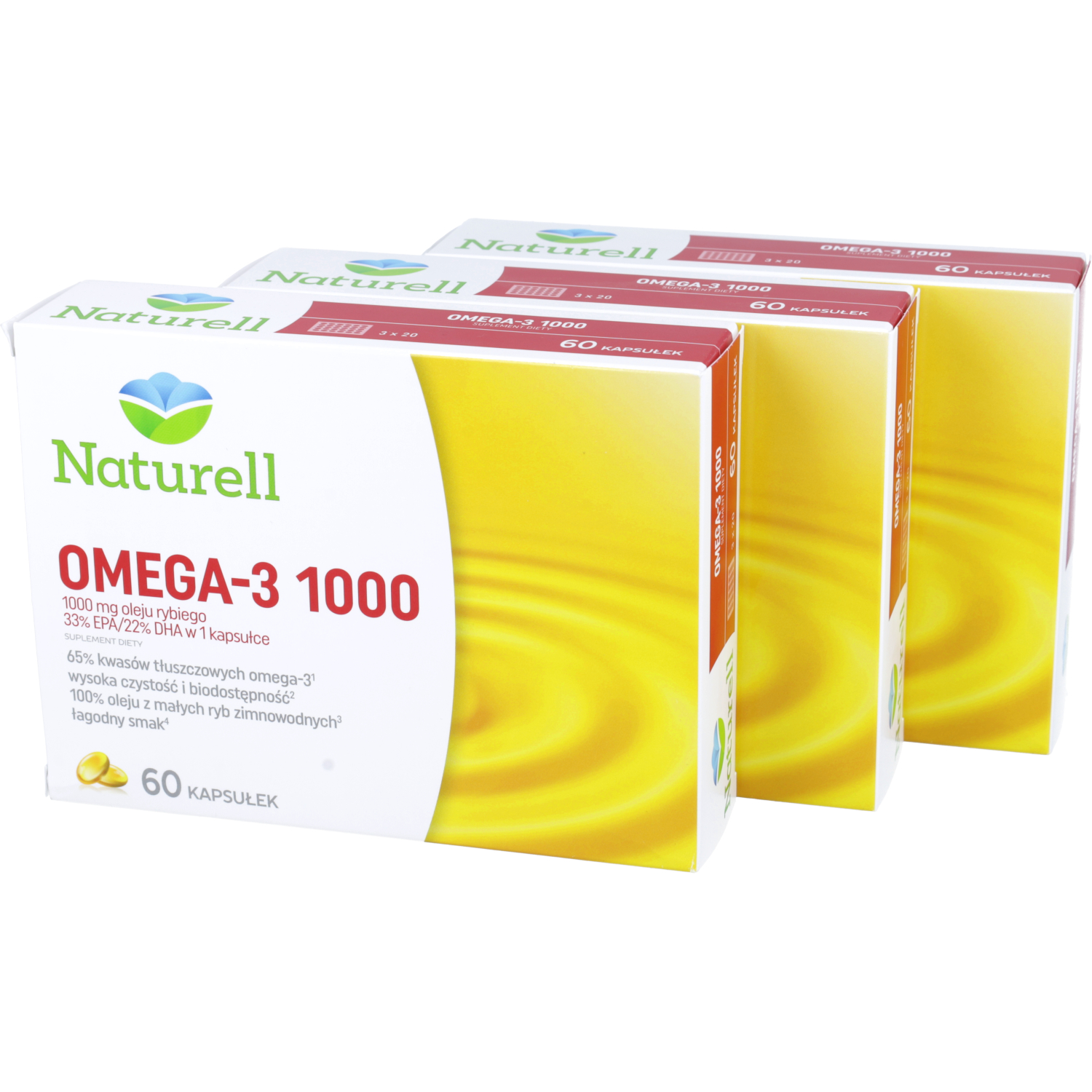 Zestaw: 3 x naturell omega-3 1000, 60 kapsułek