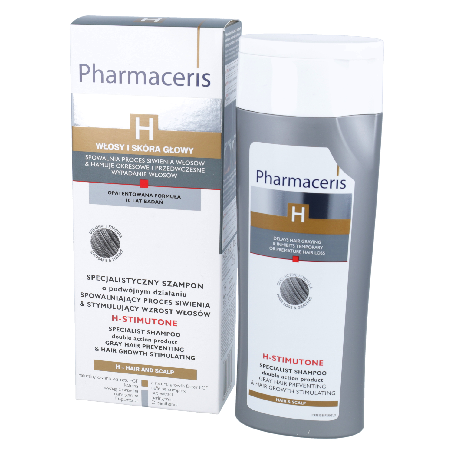 Pharmaceris h h-stimutone - specjalistyczny szampon spowalniający proces siwienia i stymulujący wzrost włosów, 250 ml