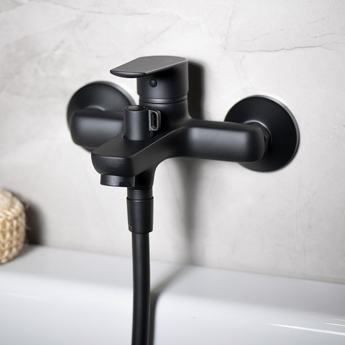 Aqualine Lotta bateria wannowo-prysznicowa ścienna czarny mat LT610B