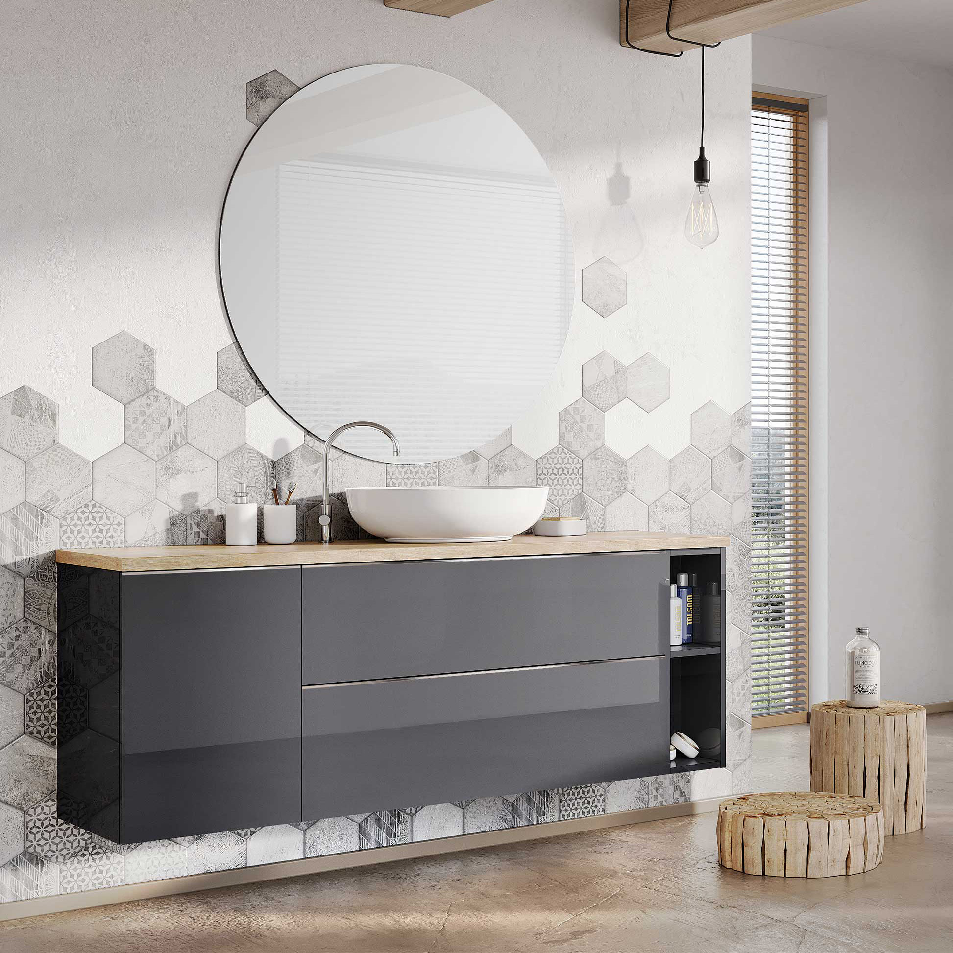 Elita Look szafka 100x44,9x63,5 cm podumywalkowa wisząca antracyt RE011000026610