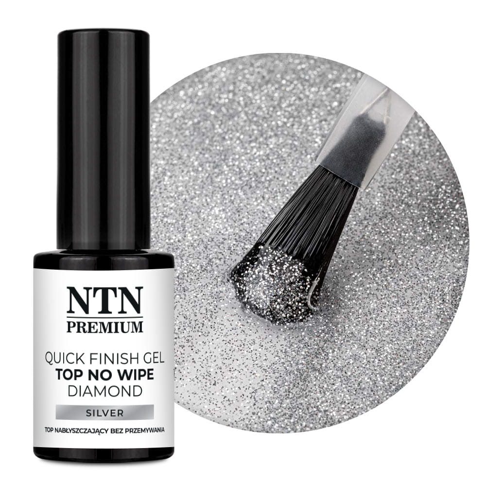Top Quick Finish Gel Diamond Limited Edition no wipe bez przemywania NTN Premium Silver 7g