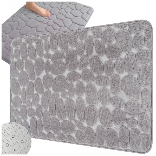Miękki dywanik łazienkowy KAMYCZKI 50x80 wz. szary