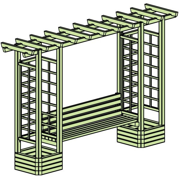 Pergola Ogrodowa z ławką prosta 210 x 350 x 72 cm