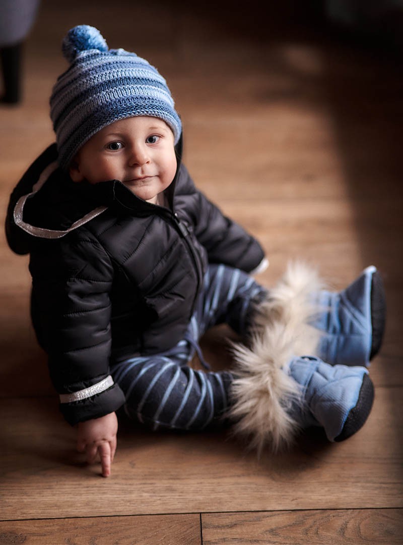 Niechodki niemowlęce ocieplane Happy Feet Triangles Jeans 0-8 mc