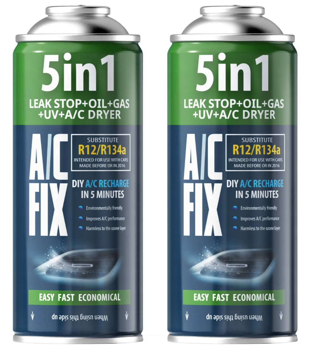 AC FIX CZYNNIK CHŁODNICZY KLIMATYZACJI 5W1 GAZ USZCZELNIACZ R134A 2SZT. - Petrostar