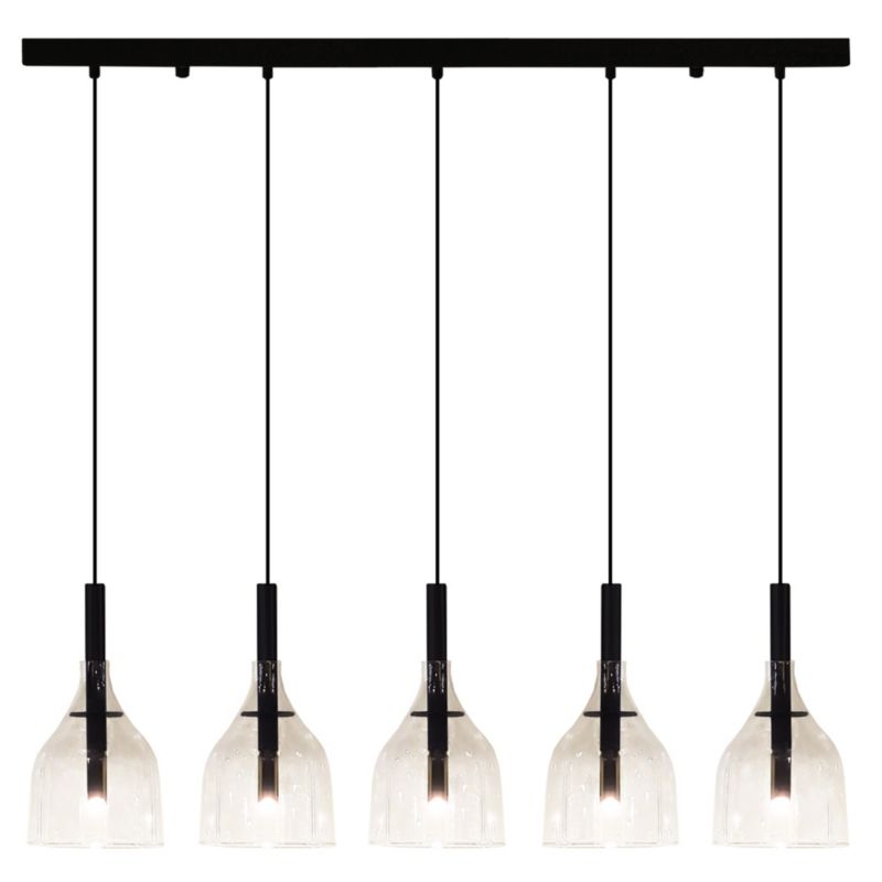 Lampa wisząca Shilo Botor czarno-przezroczysty wym: 179 x 91 x 15 cm 5xG9 x 2.5W 1 szt.