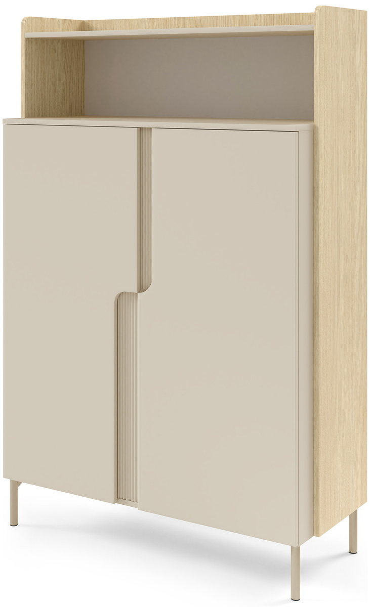 Komoda do salonu z półkami wysoka 103 cm macadamia PONTO
