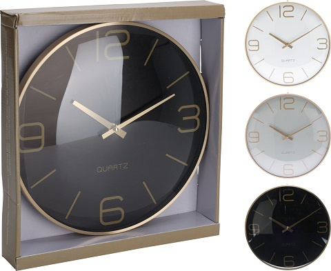 Zegar biały / szary/ czarny złote ranty i wskazówki 30 cm 1 szt