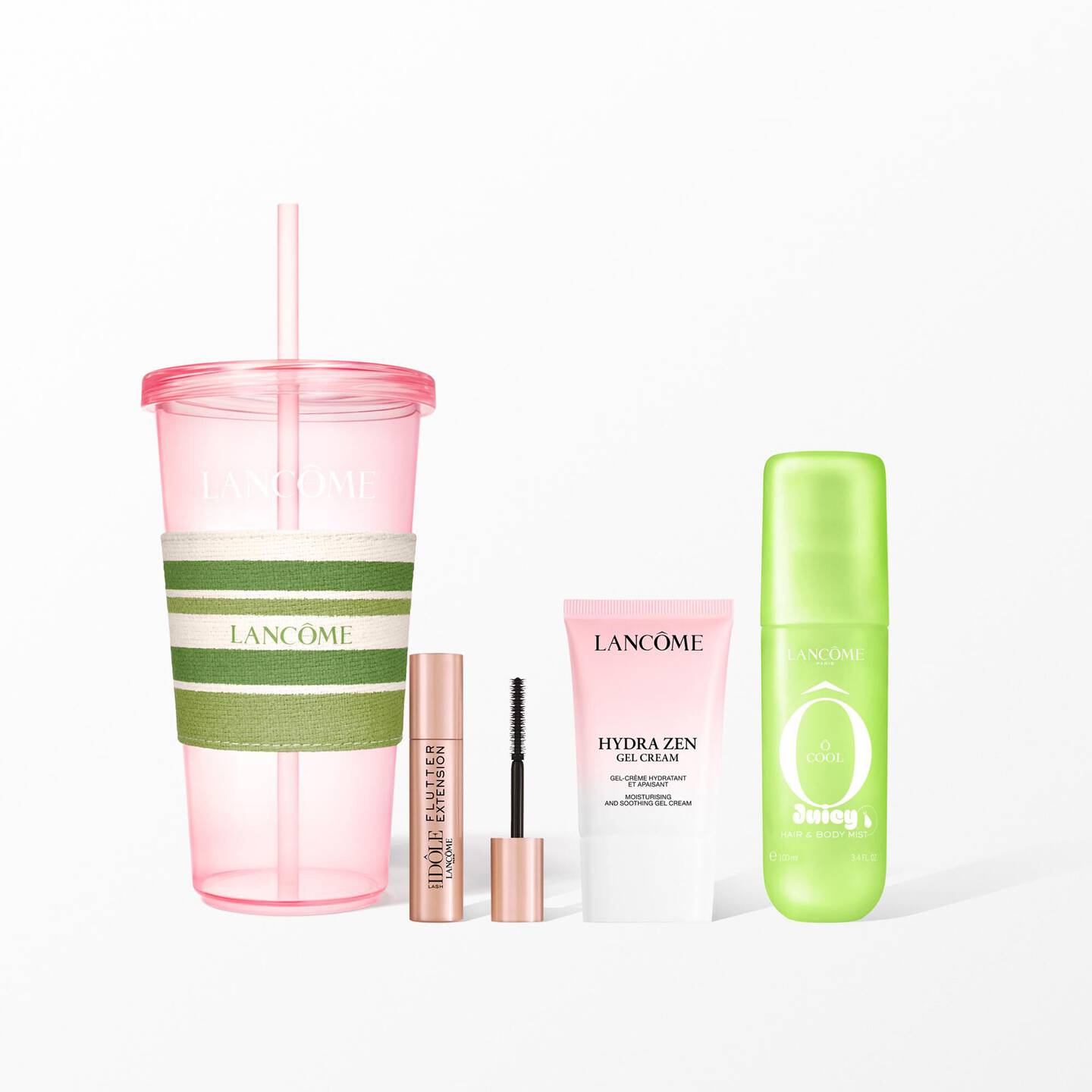 Lancôme Summer Cup Ô Cool Edycja Limitowana - Niezbędniki do klubu plażowego: kubek chłodzący, Mgiełka do Ciała i Włosów Ô Cool, Lash Idôle Flutter 