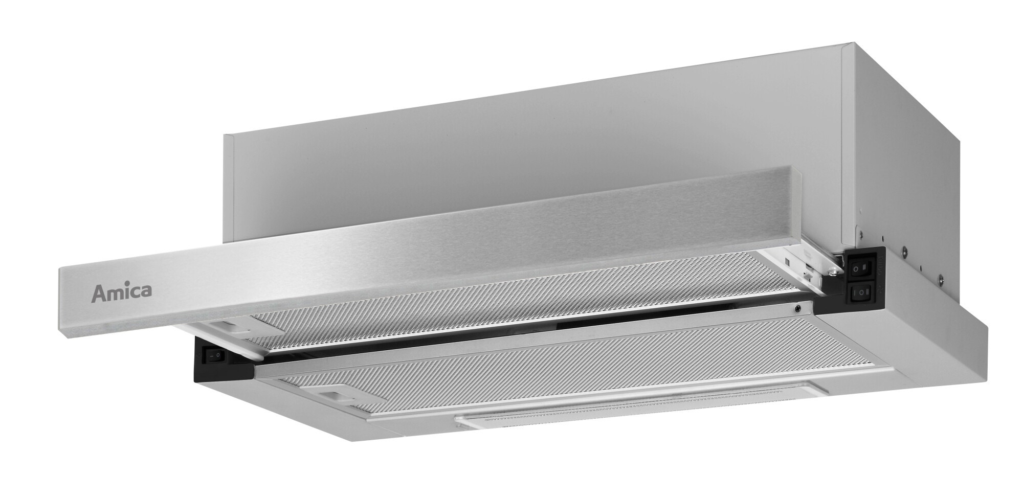 Okap teleskopowy Amica OTP5234I Inox 50 cm Rodzaj sterowania: Przełącznik kołyskowy Tryb pracy: Wyciąg/Pochłaniacz