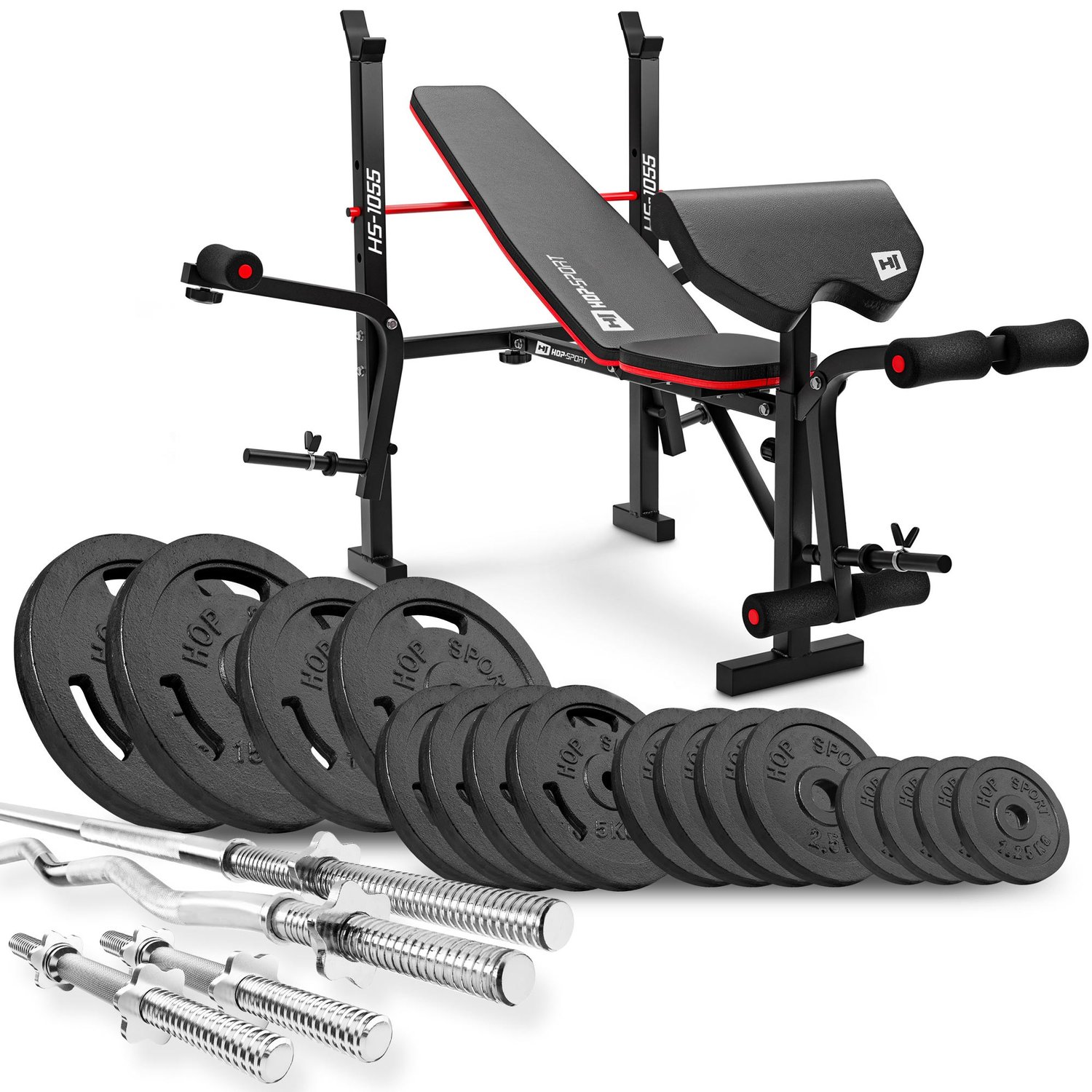 Zestaw kulturystyczny Strong 106kg z ławką HS-1055