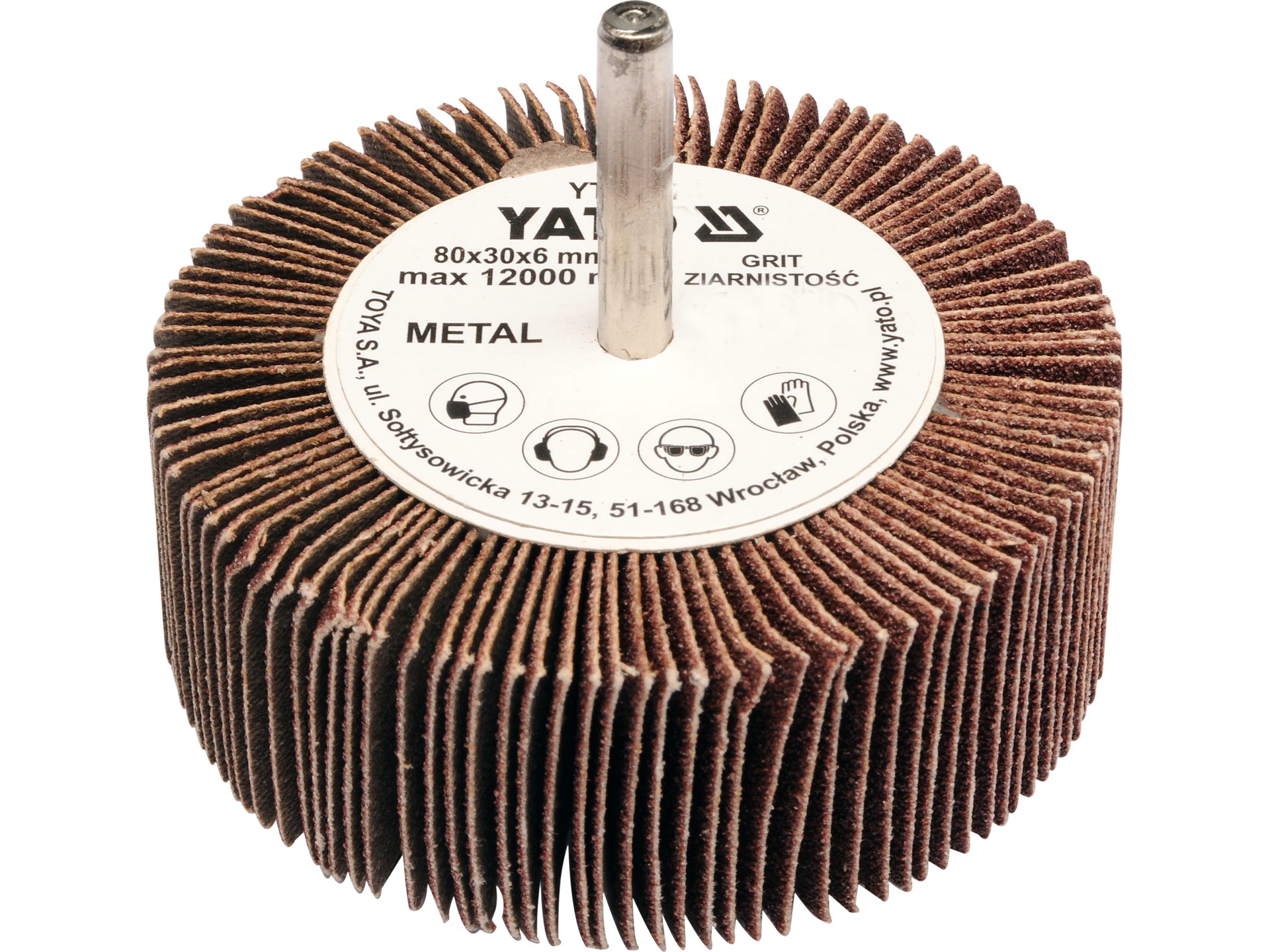 Ściernica listkowa trzpieniowa YATO 80x30x6mm P80 do metalu drewna YT-83373