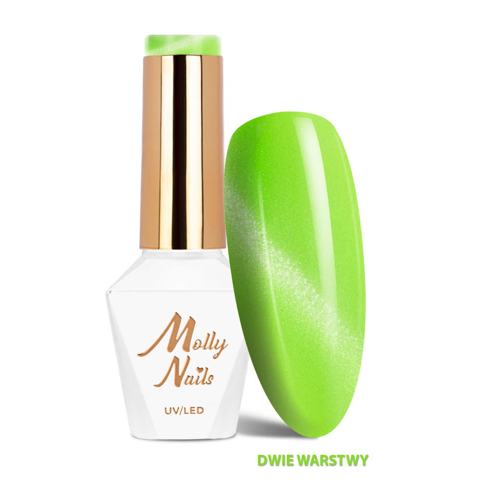 Lakier hybrydowy LED/UV Gel Polish Cat Eye Pastel Nr 270 Lime Molly Nails HEMA/Di-HEMA Free 8g