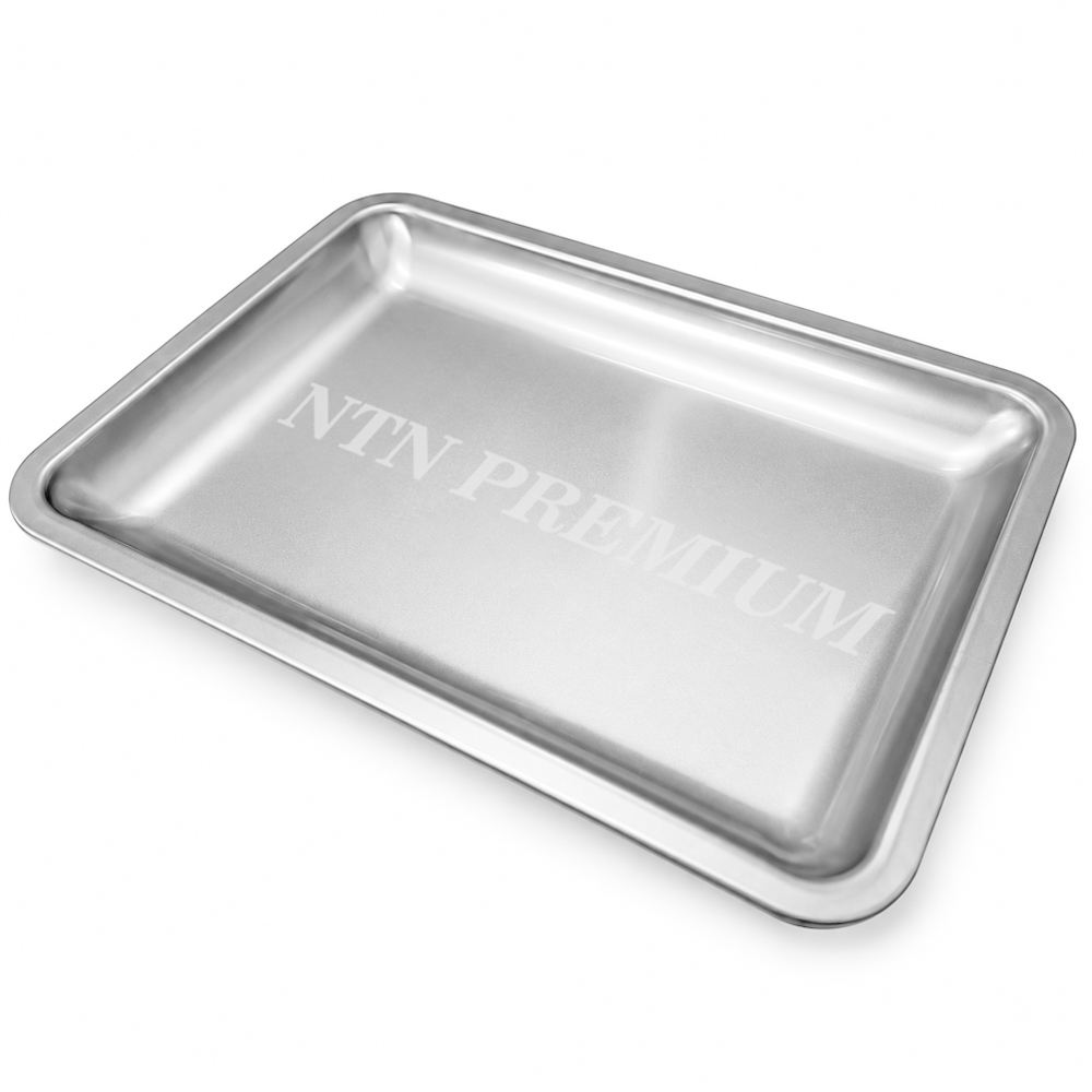 Metalowa tacka na narzędzia NTN Premium prostokątna srebrna