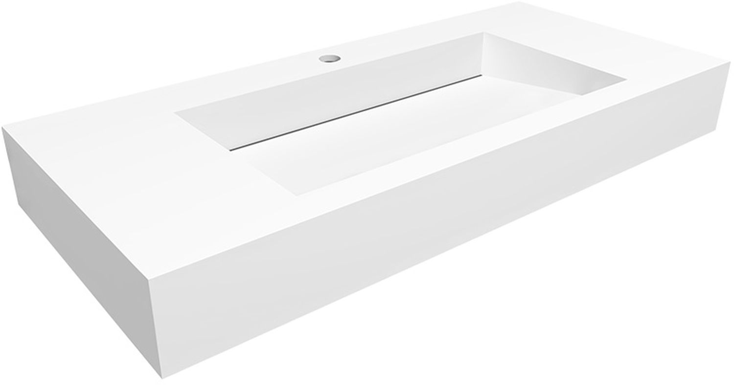 Darmowa Dostawa - Umywalka 110x45 cm prostokątna ścienna-z blatem biała Cristalstone Linea Ideal U1100MCOLC