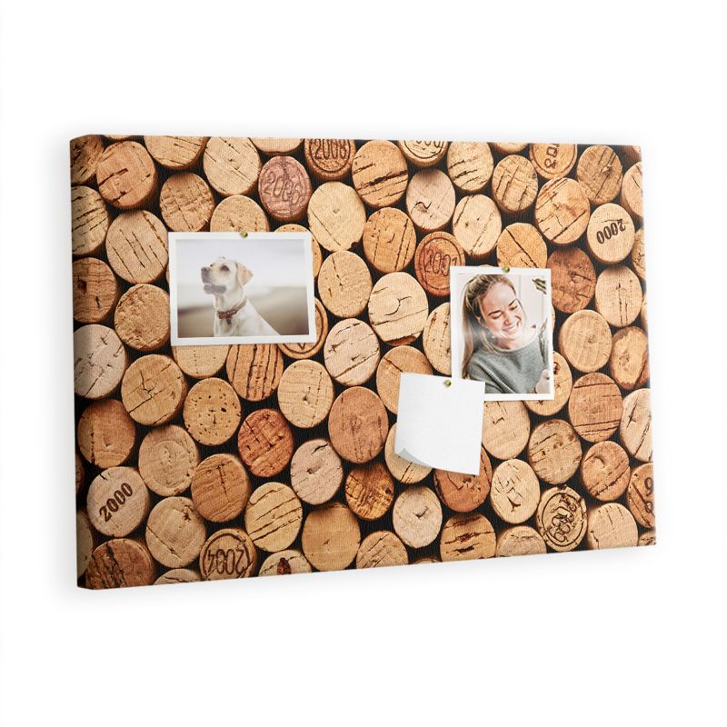 Korkowa Tablica Tulup 60x40 cm Drewniane korki wino Do przypinania notatek Pinezki drewniane 1 kpl