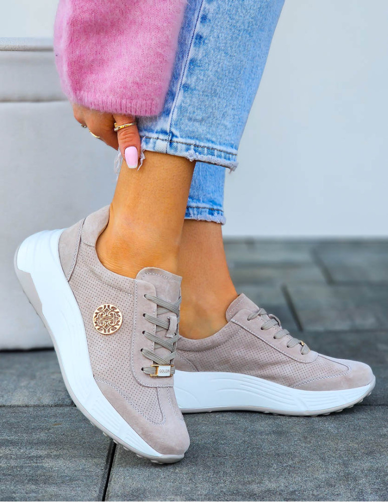 Premium Eleganckie Skórzane Sportowe Półbuty Trampki Latte