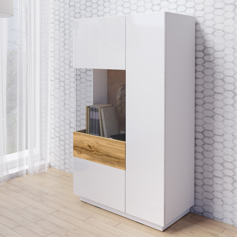 Witryna niska 80 cm lewostronna KOBE biały połysk