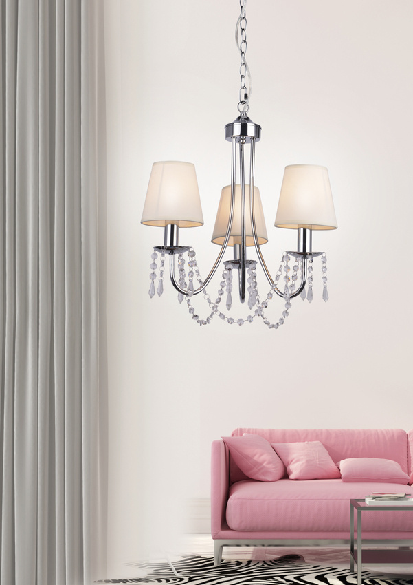 Beżowy żyrandol lampa wisząca do salonu RUTI metal 3xE14