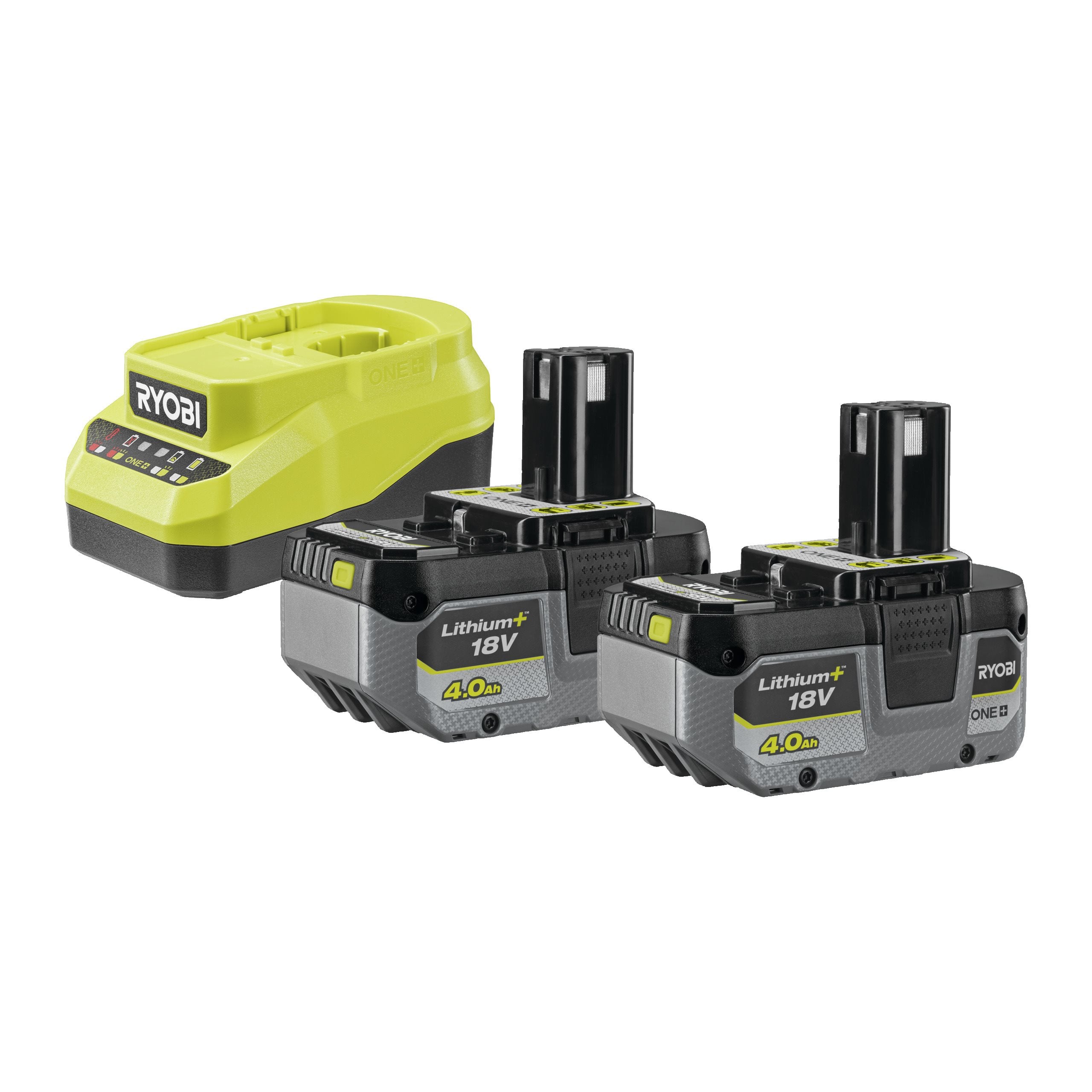 Zestaw akumulatorów 18V ONE+ – 2 × 4,0 Ah + ładowarka 2,0 A