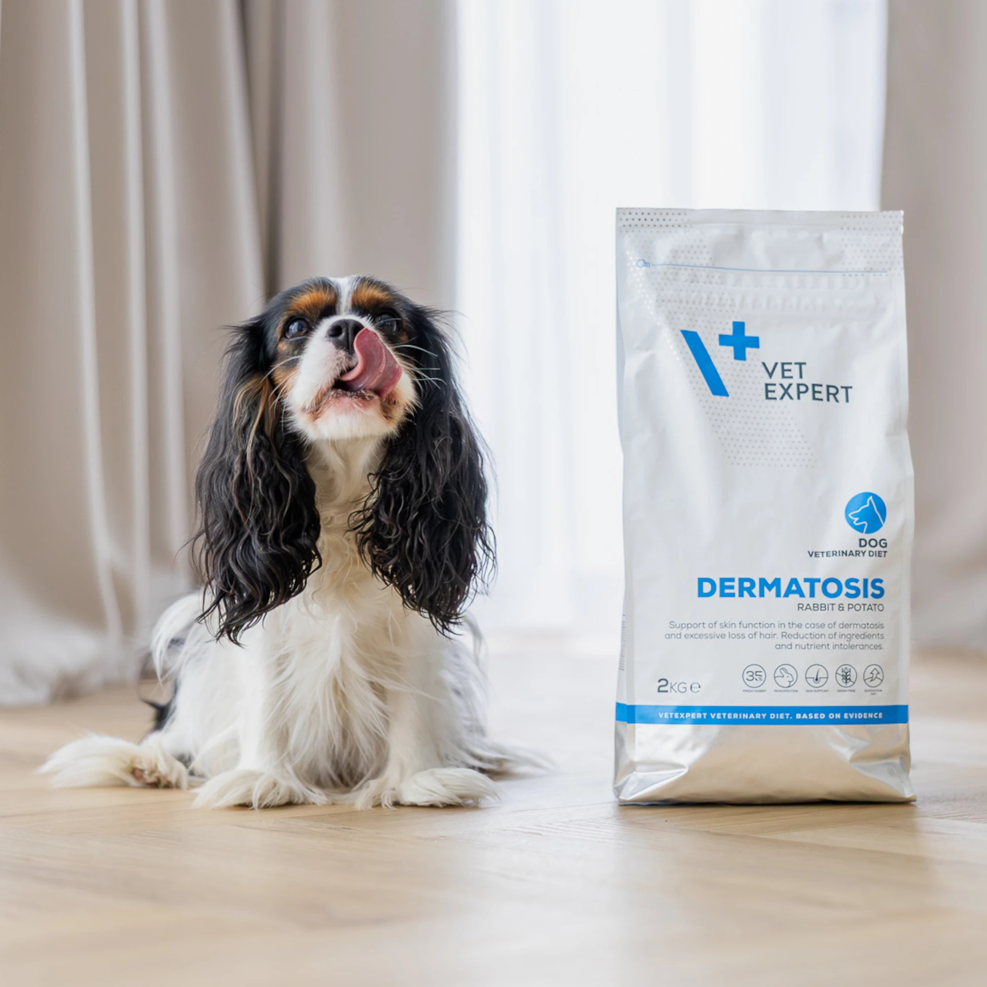 VET EXPERT Dermatosis Dog Rabbit & Potato | 12 kg | Sucha karma na problemy skórne i świąd | Duże opakowanie