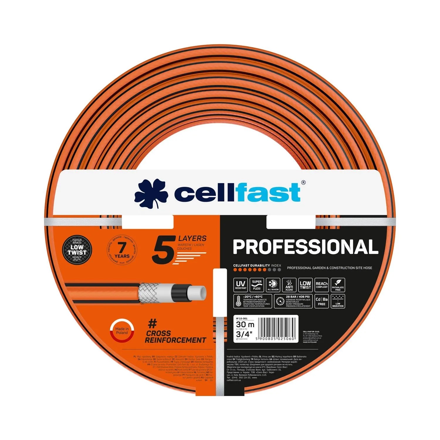 Cellfast Wąż ogrodowy PROFESSIONAL 3/4"30 mb