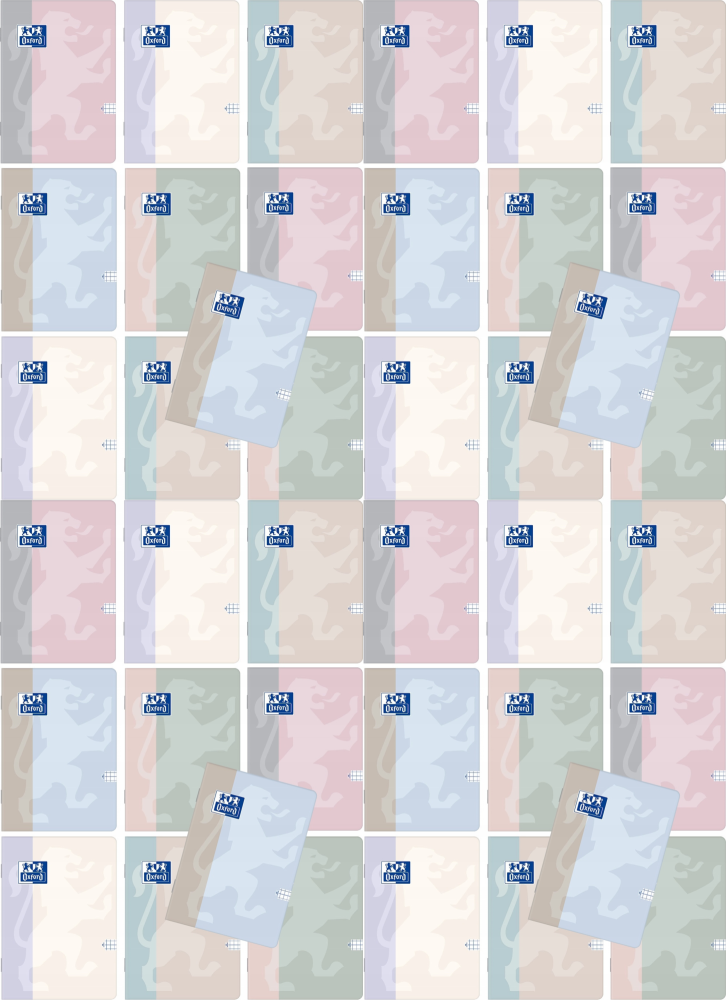 4x Zeszyt w kratkę Oxford B-Light, A5, 60 kartek, 10 sztuk, mix kolorów pastelowych