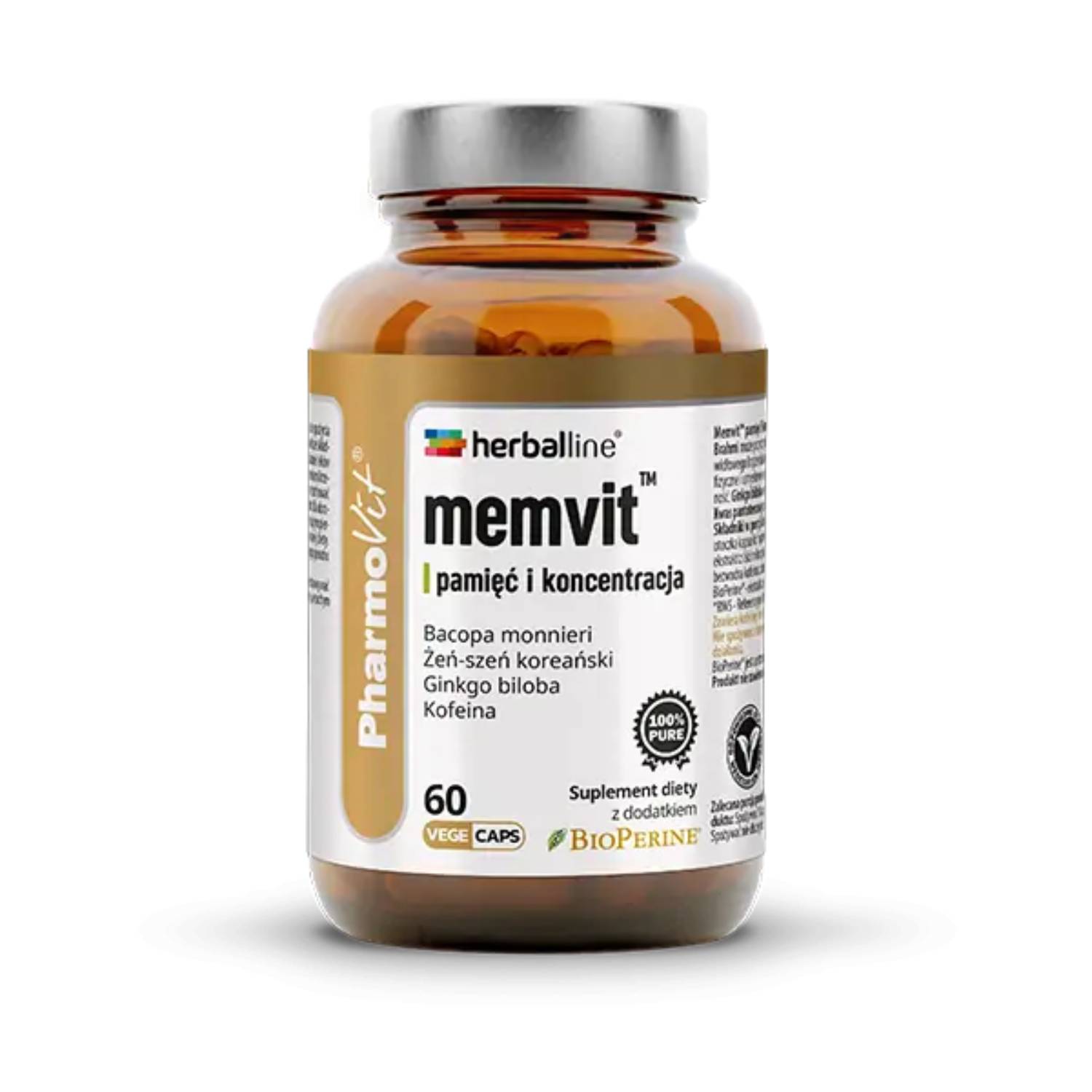 Pharmovit herballine memvit pamięć i koncentracja, 60 kapsułek roślinnych