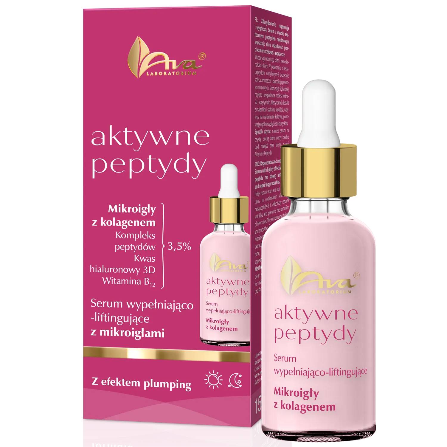 Ava aktywne peptydy - serum wypełniająco-liftingujące z mikroigłami, efekt plumping, 30 ml