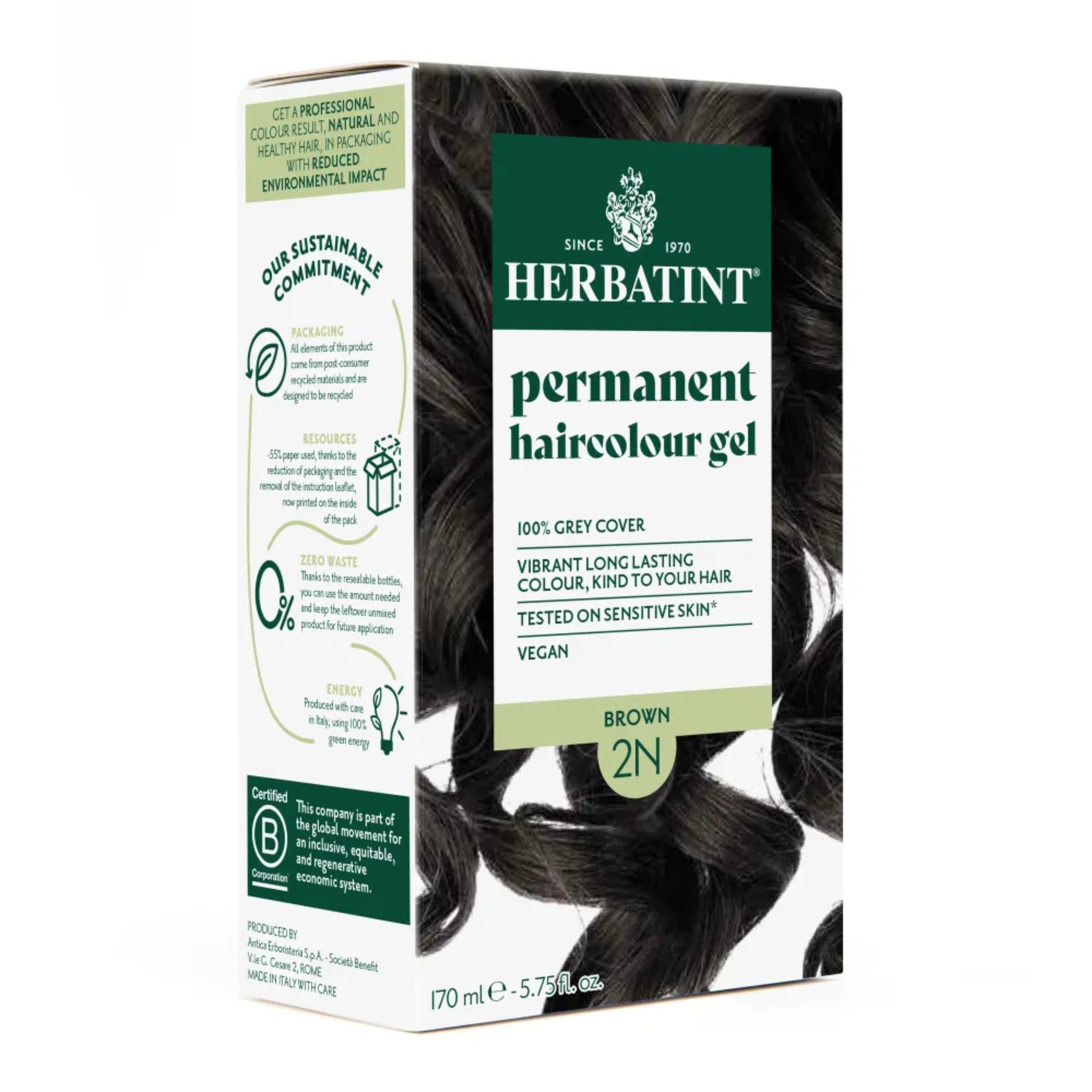 Herbatint - farba do włosów 2n, brązowy, 170 ml