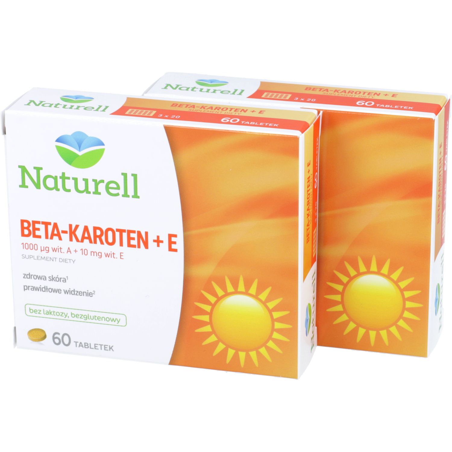 Zestaw: 2 x naturell beta-karoten + e, 60 tabletek