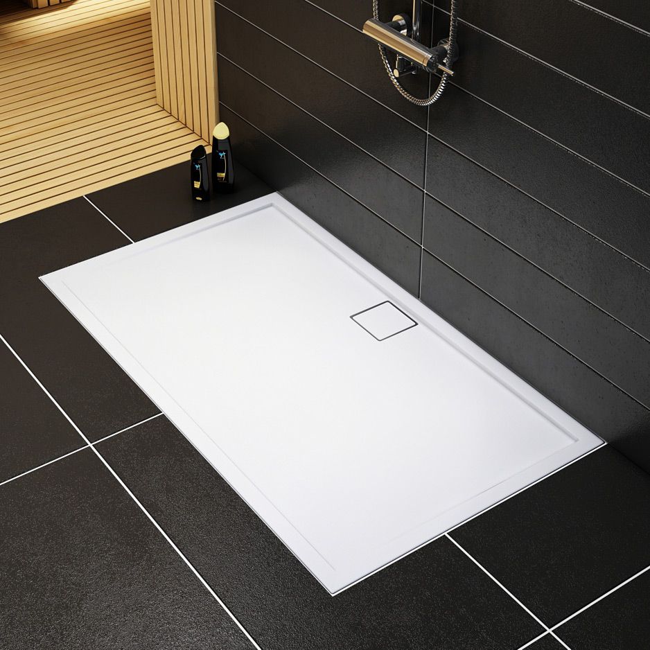Schedpol Omega brodzik 110x80 cm prostokątny Stonicryl biały gładki 3.0461