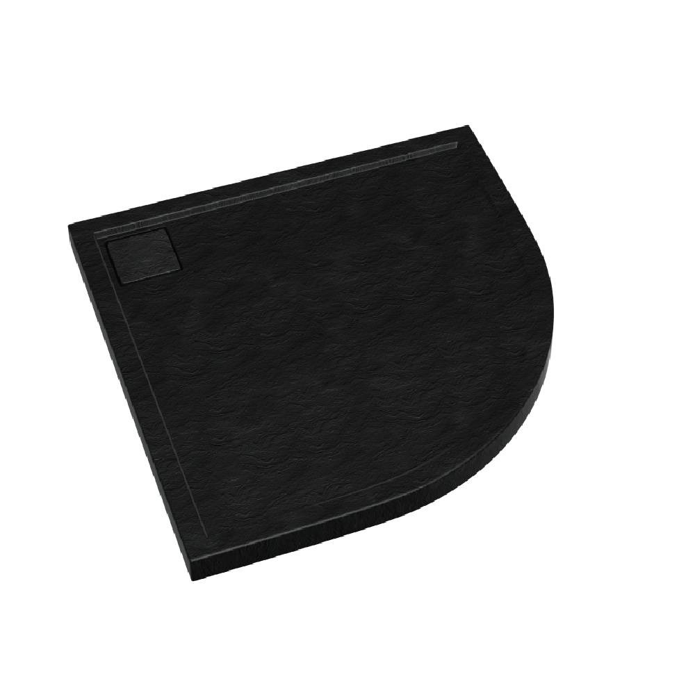Schedpol Omega Black Stone brodzik 90x90 cm półokrągły Stonicryl struktura czarnego kamienia 3.0455/C/ST