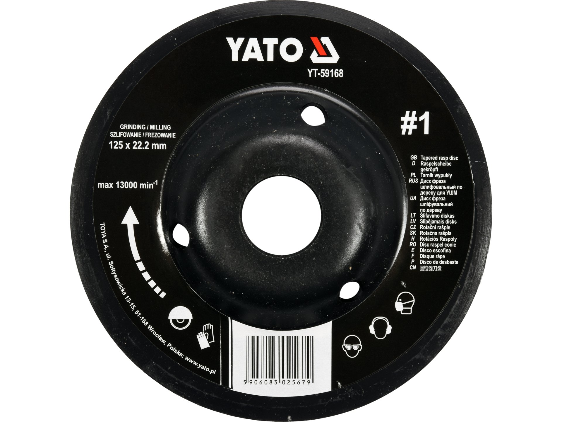 Tarnik wypukły do drewna YATO 125mm mocowanie 22.2mm do szlifierki YT-59168