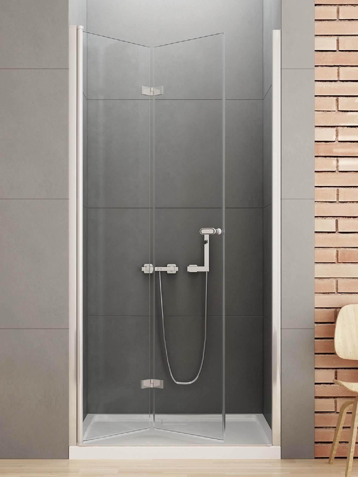 Darmowa Dostawa - Drzwi prysznicowe 90 cm składane chrom połysk/szkło przezroczyste New Trendy New Soleo D0133A