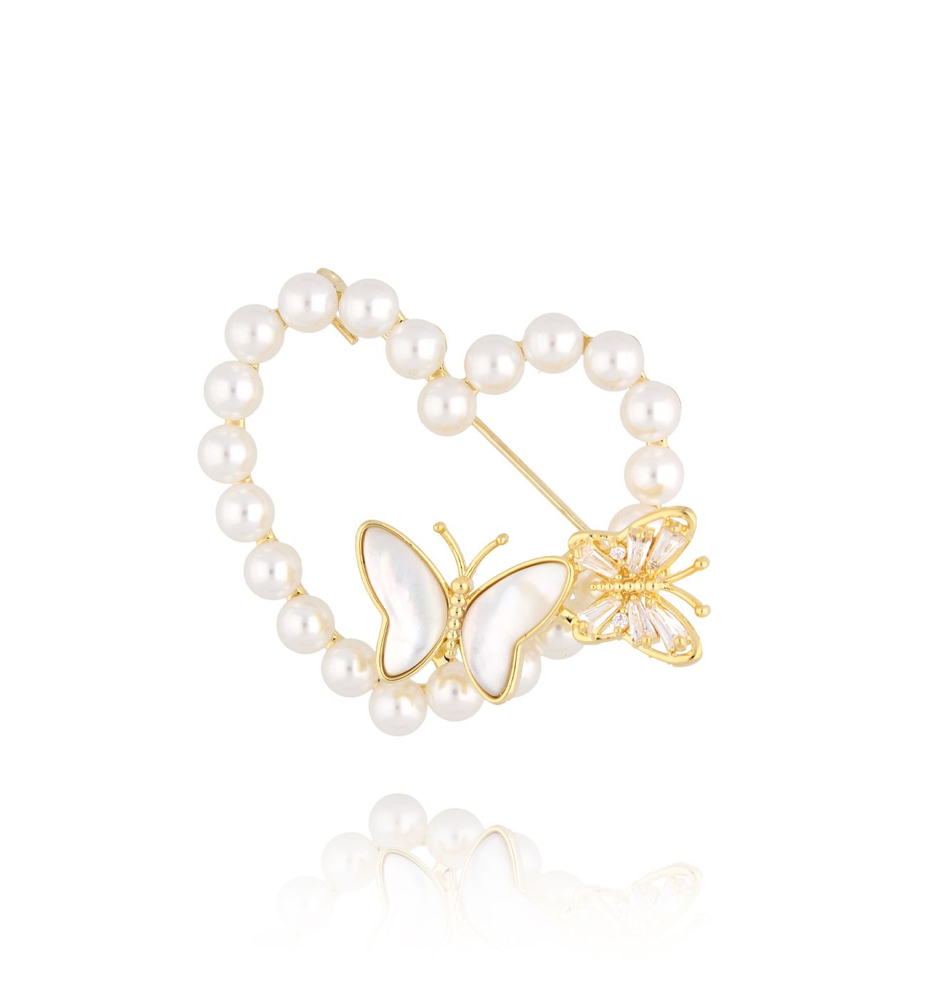 Broszka serce z perłami Serene Nightfall Pearls BRPE0031