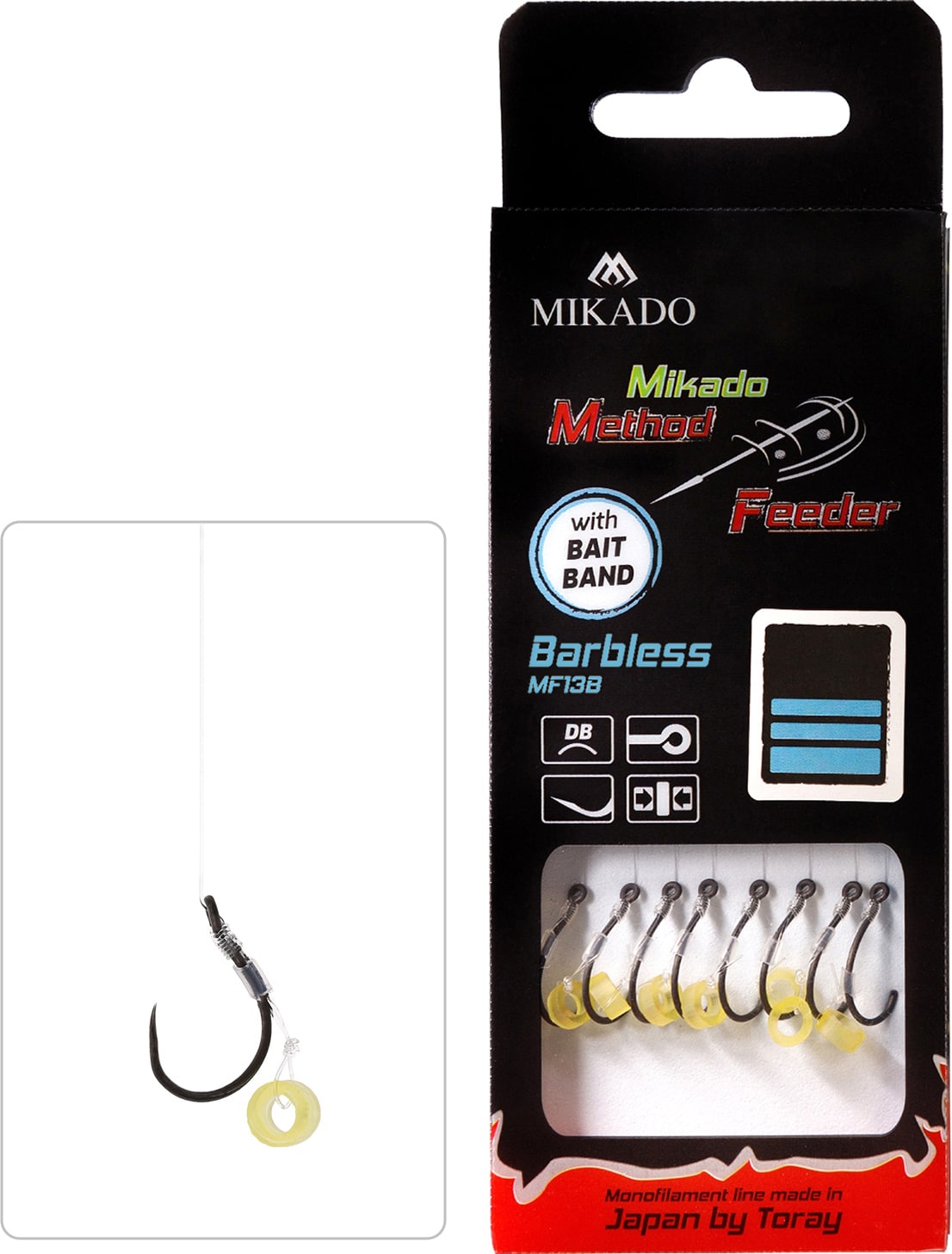 Mikado Haczyki bez zadziora Method Feeder z gumką nr 8
