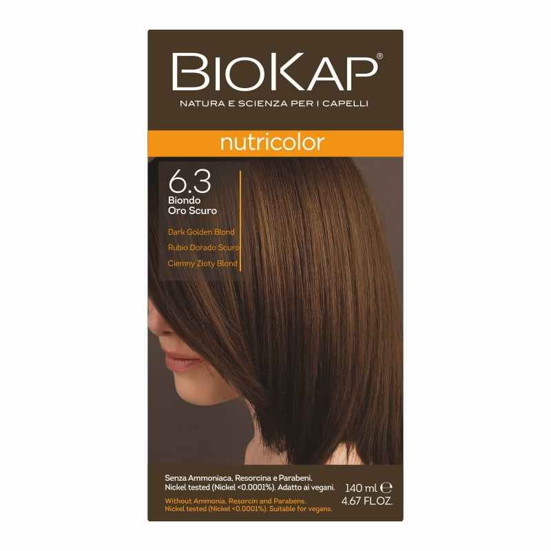 Biokap Nutricolor Farba do Włosów | Ciemny Złoty Blond 6.3 | Pokrywa Siwe Włosy | Bez Amoniaku