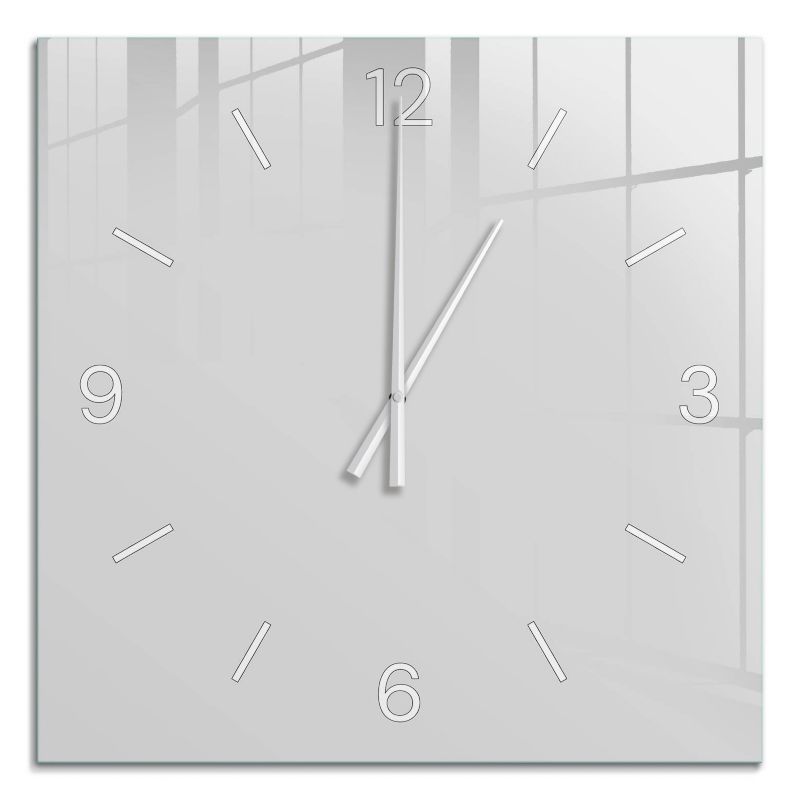 Zegar Wallfluent 60x60 Szkło hartowane Modny szary Do salonu, do biura, do sypialni białe wskazówki 1 szt.