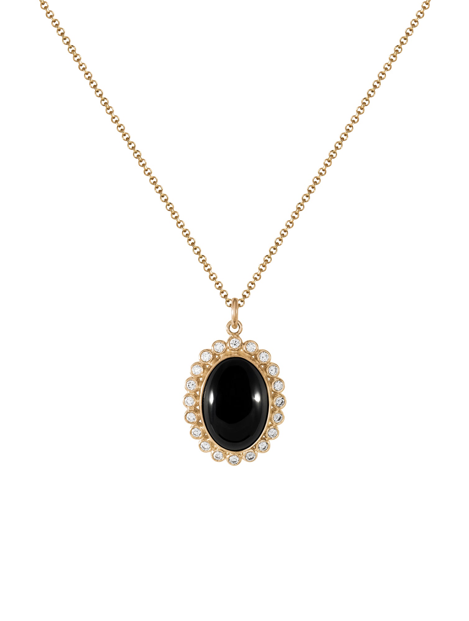 Tramonto Diamond Necklace - naszyjnik z onyksem z diamentową oprawą, 48