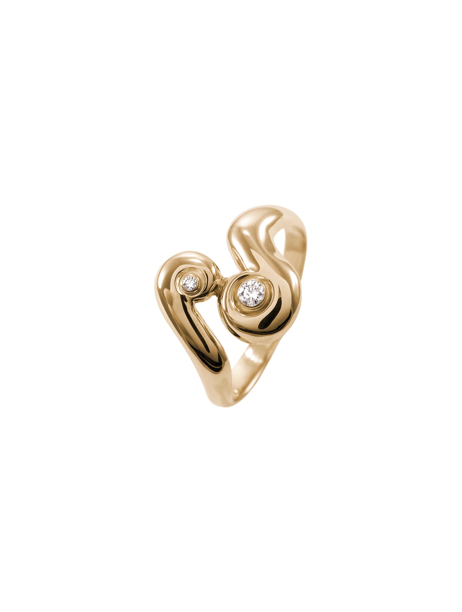 Cometa Diamond Ring - sygnet z dwoma brylantami o nieregularnej formie, 17