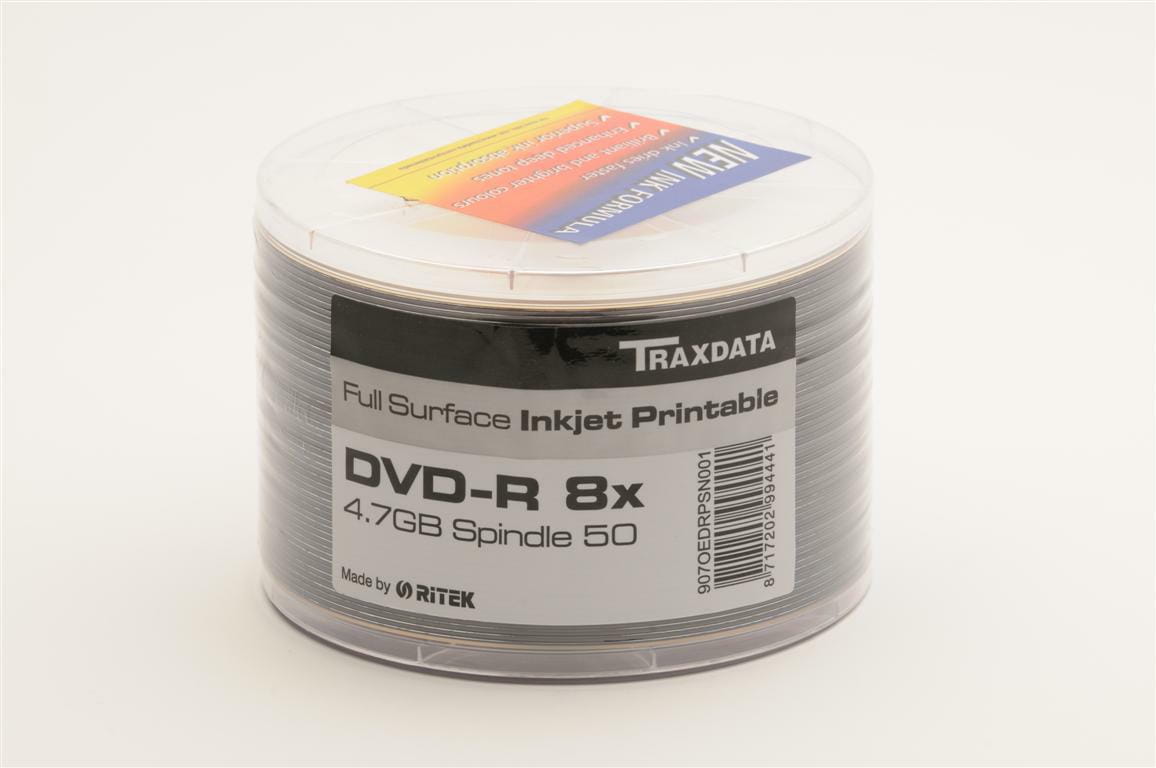 RITEK DVD-R x8 4,7GB PRINT FF biały s-50 traxdata 907SP50NO8CPL - Henryx24